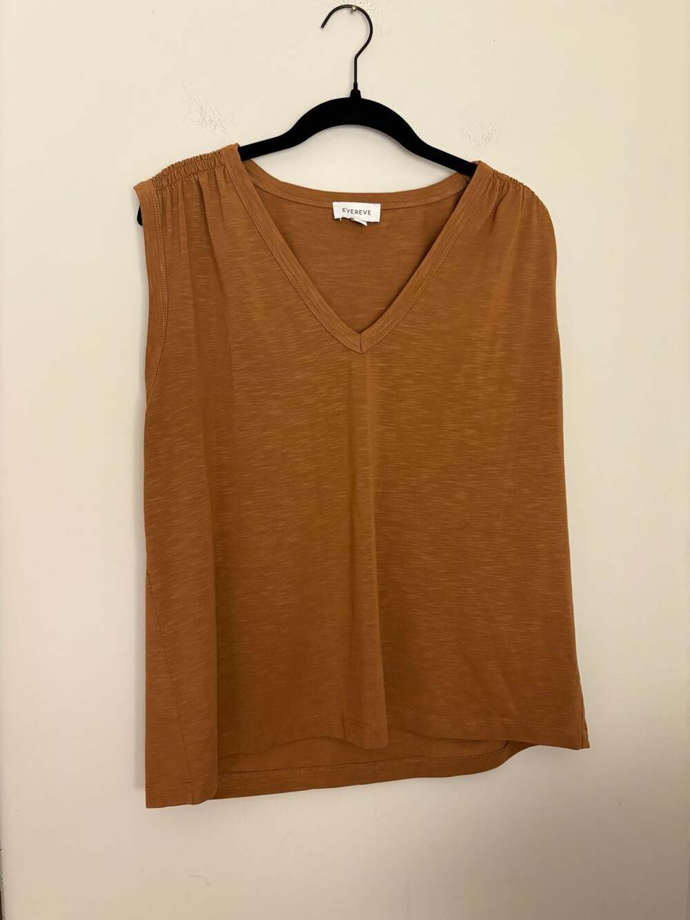 Evereve Women's Brown Boho Beachy V-Neck Sleeveless Tank Top Sz XL